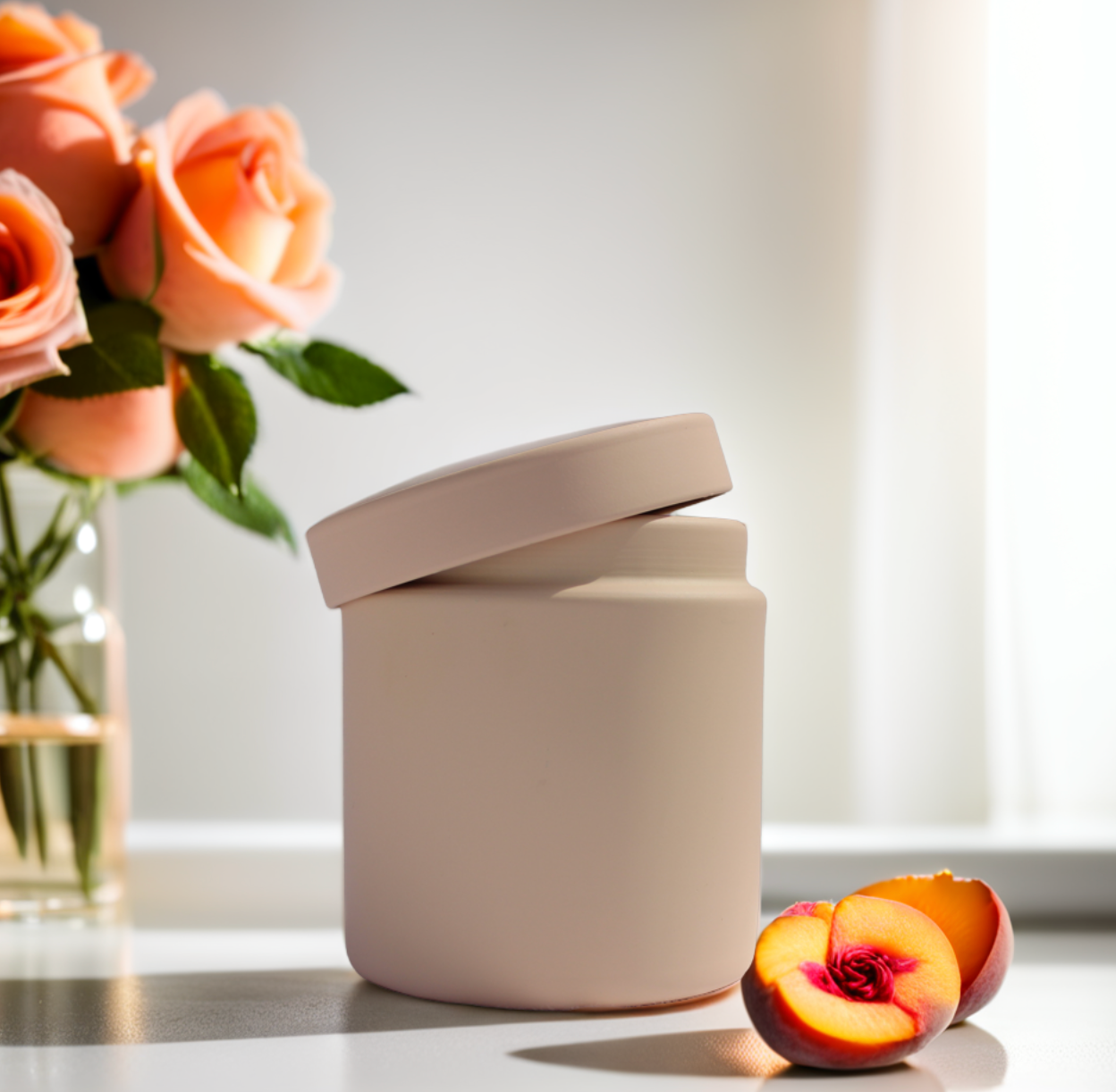 Matte Peach Tin Vessel (8 oz)