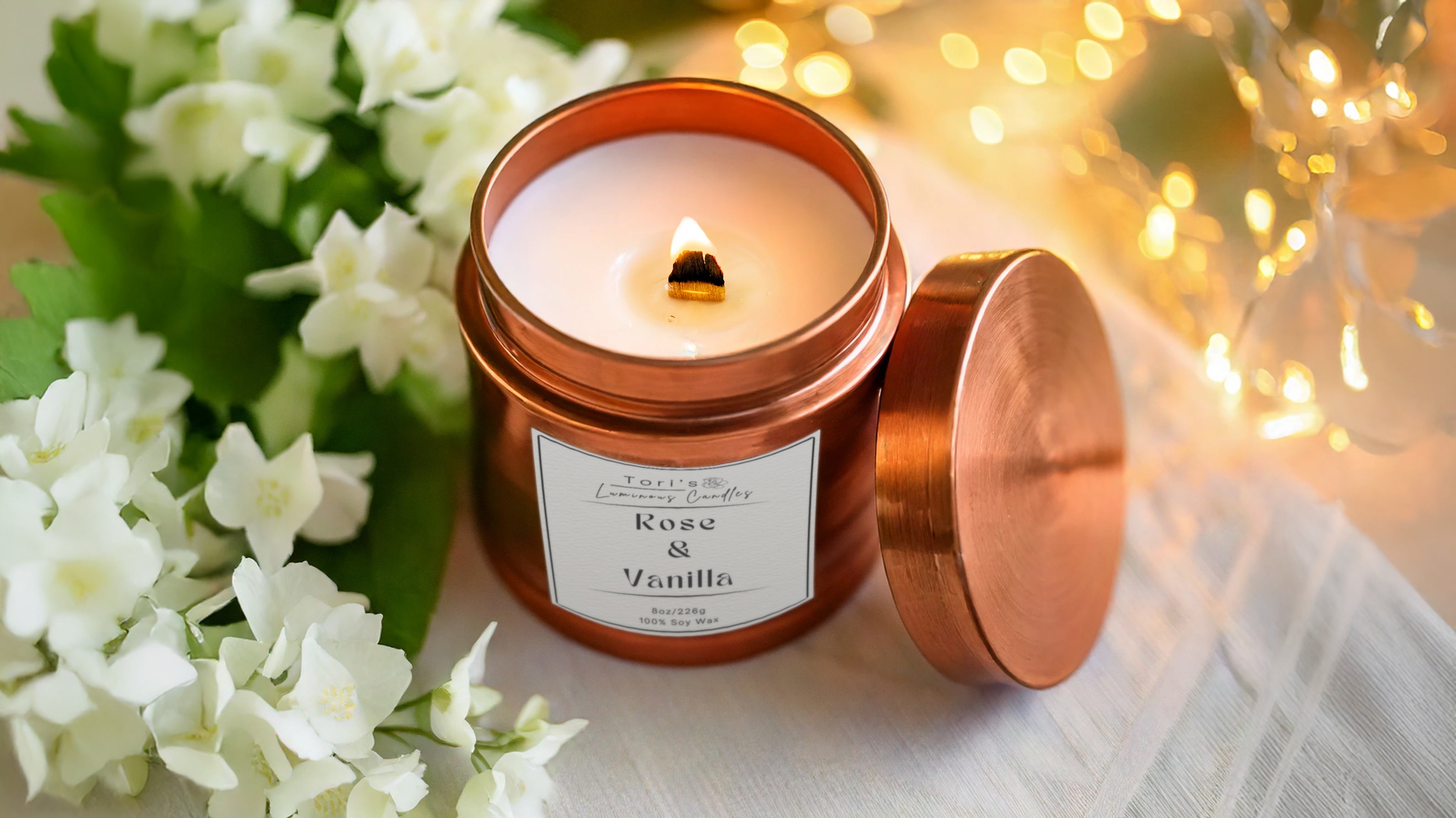 white soy candle jasmine scented
