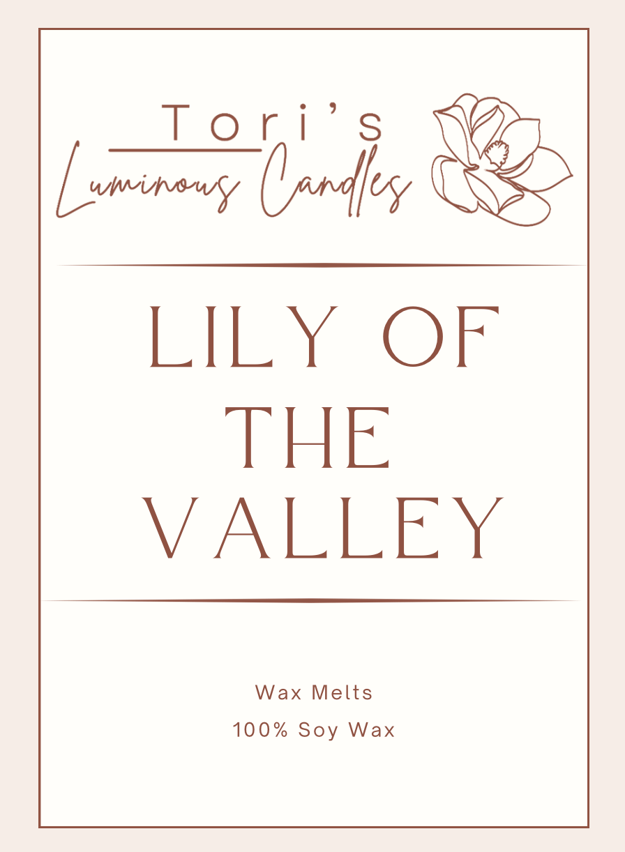 Lily of the Valley soy wax melts in elegant packaging, featuring a fresh and delicate floral home fragrance.