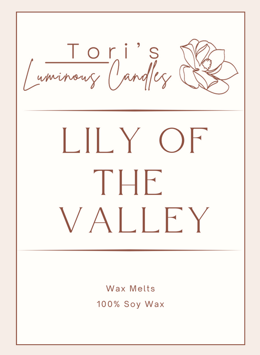Lily of the Valley soy wax melts in elegant packaging, featuring a fresh and delicate floral home fragrance.